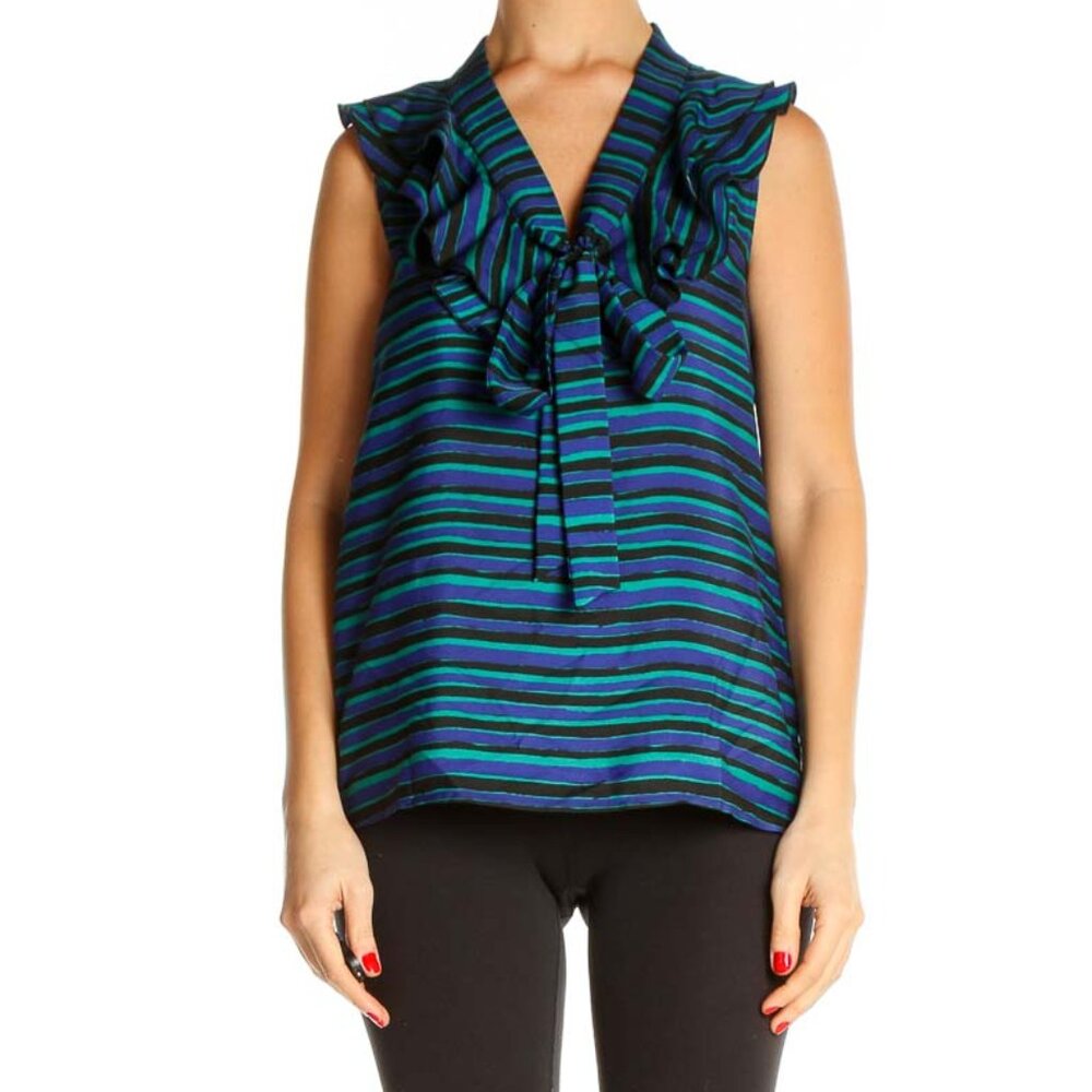Ann taylor loft Blue Striped All Day Wear Blouse